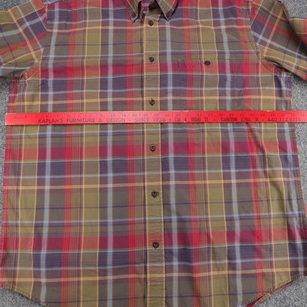 Orvis Signature Twill Mens XXL Tall Plaid Button Down Shirt Red Green Cotton - Picture 7 of 8